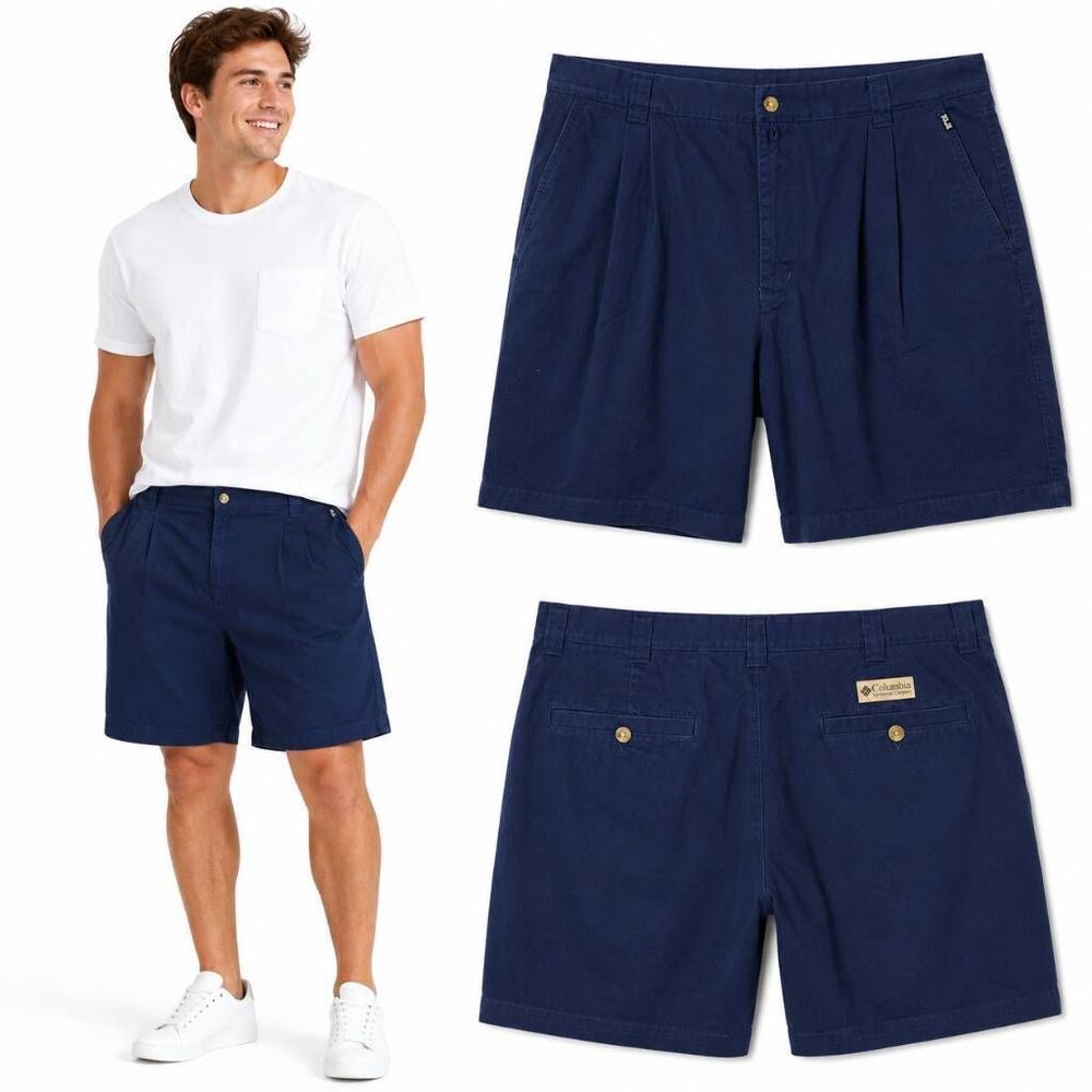 Columbia Navy Chino Shorts Men's 40W Cotton Casual Classic